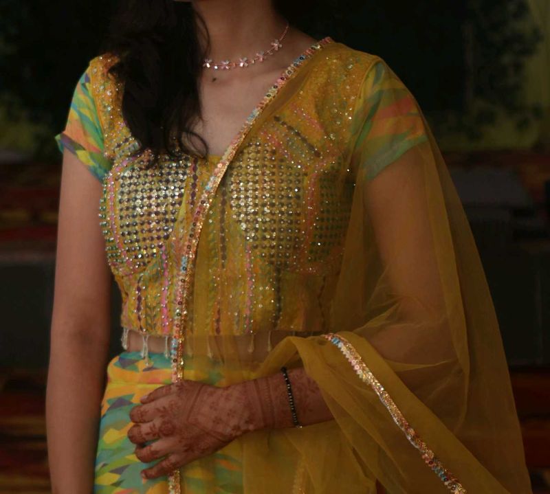 Multicoloured Organza Lehnga /Ethnic/ Traditional