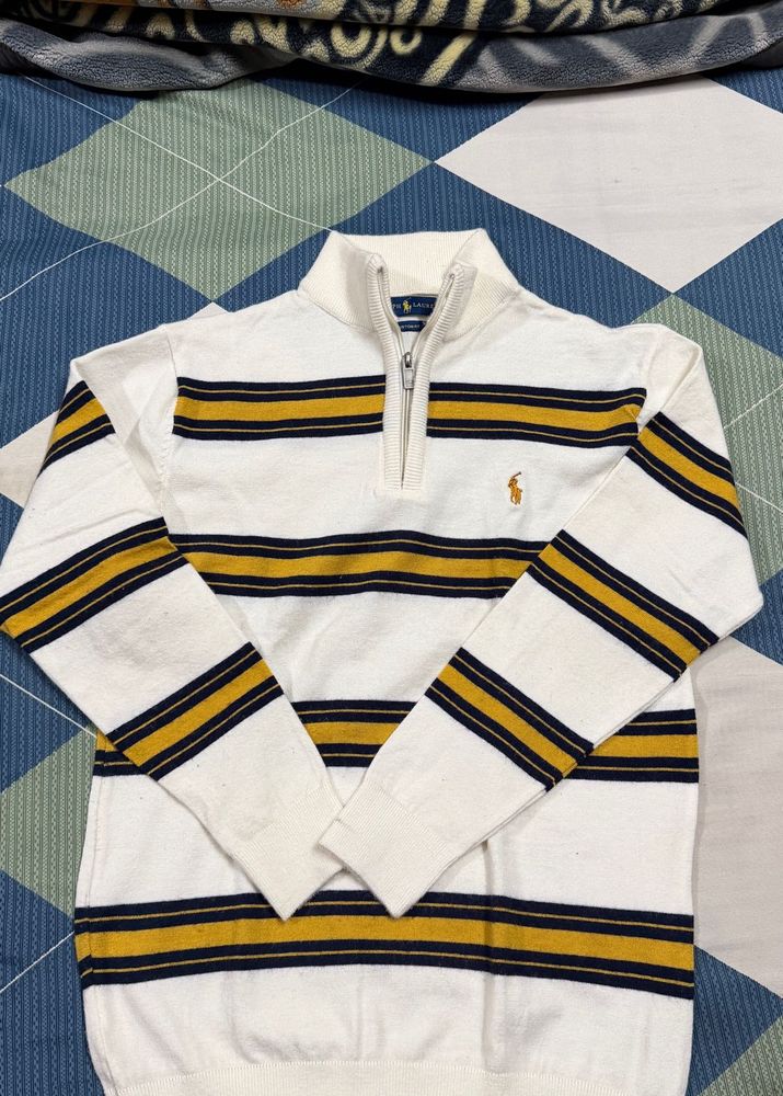 Ralph Lauren Striped Quarter Zip Sweater