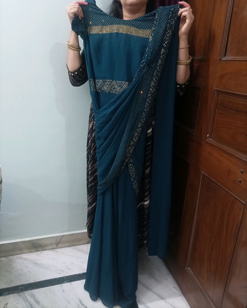 Beautiful Peacock Blue Drape Dress