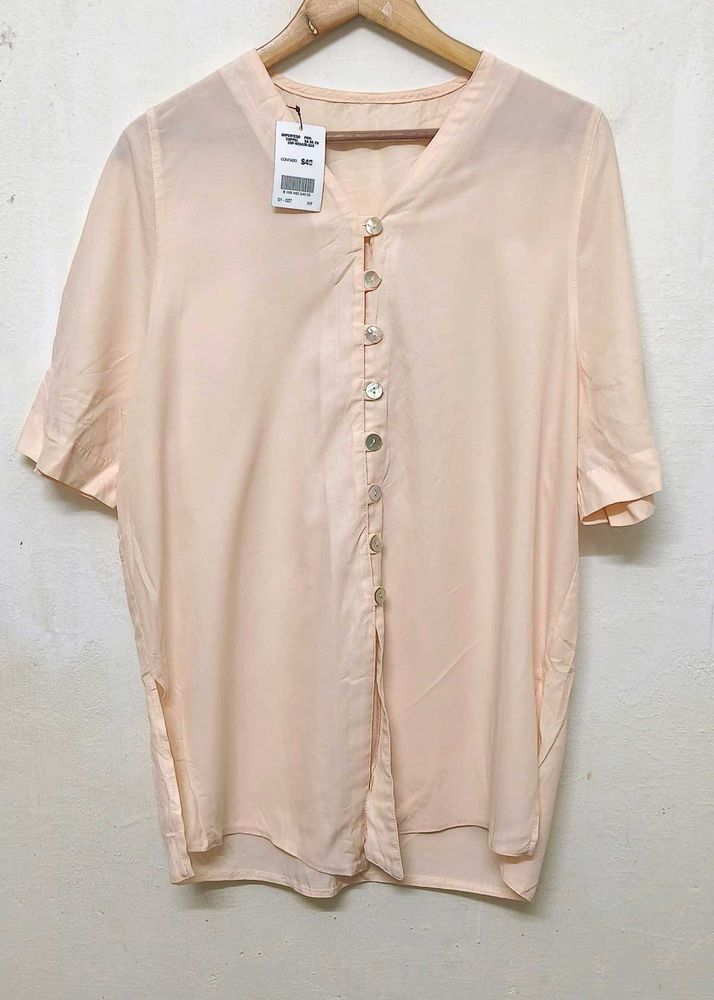 Trendy New Peach Button-Down Top