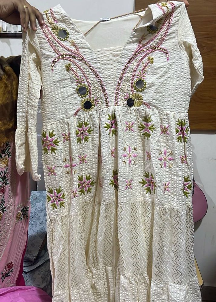 Embroidered White Dress
