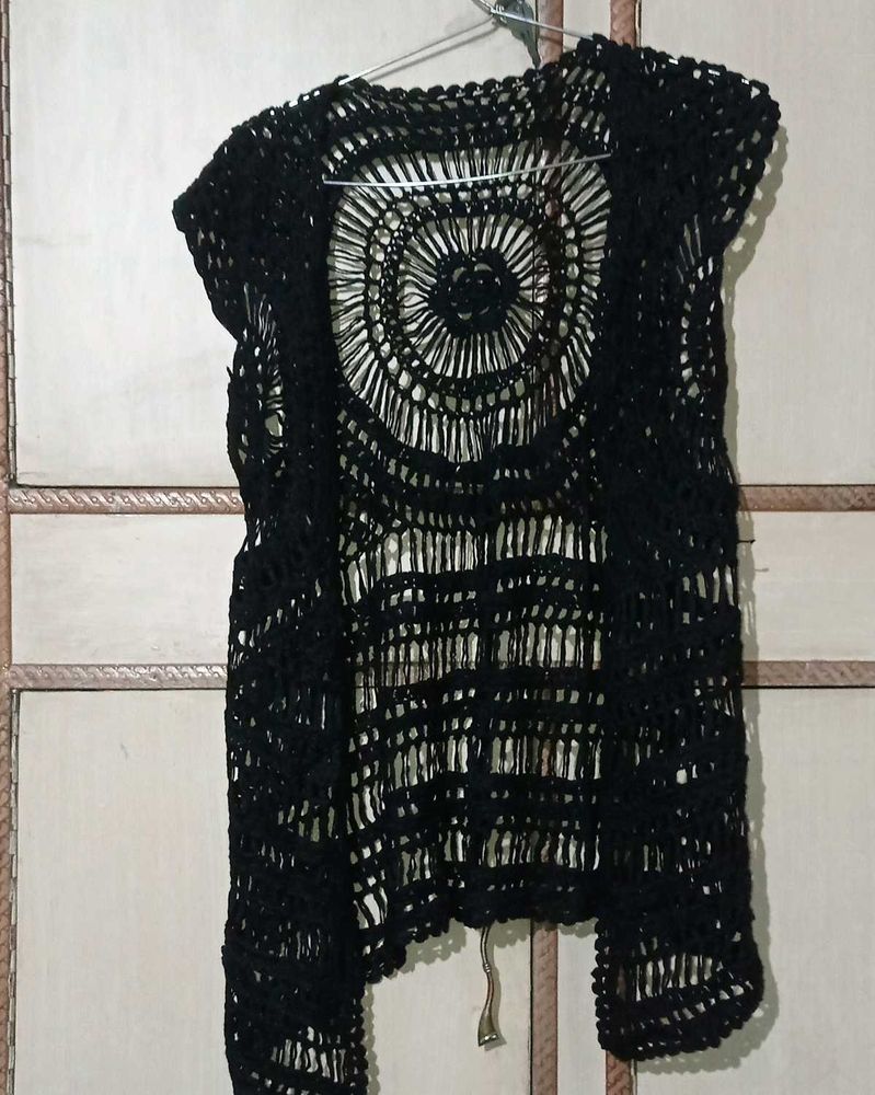 Black Crochet Vest