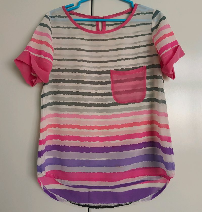 Multicolour Striped Georgette Top