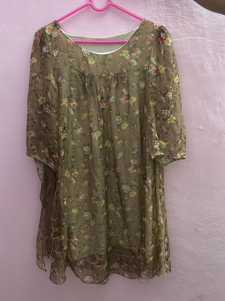 Floral Print Chiffon Dress