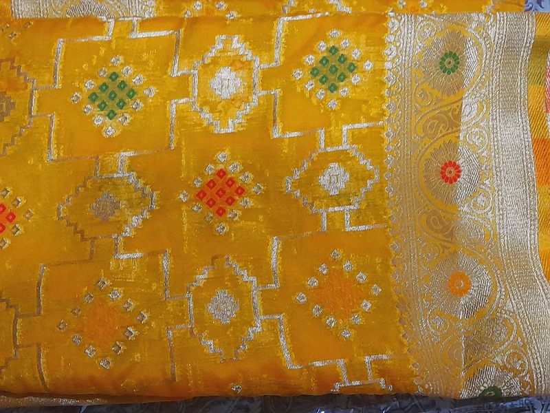 Yellow Banarasi Silk Fabric