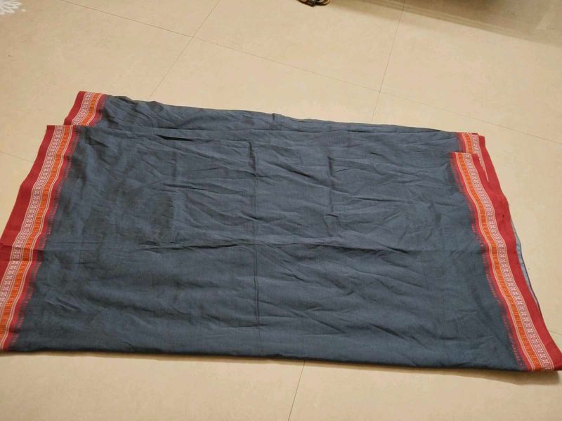 Gray Cotton Blend Saree