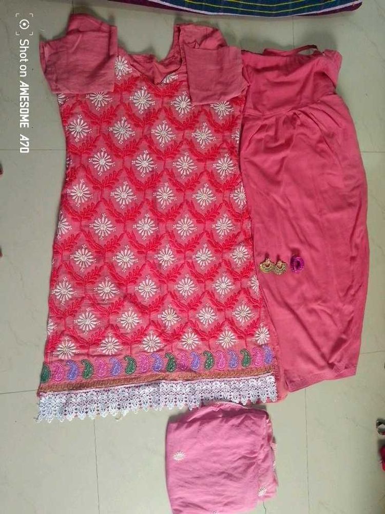 Peach Embroidered Salwar Kameez Set