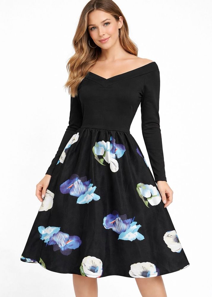 Elegant Floral Print Midi Dress