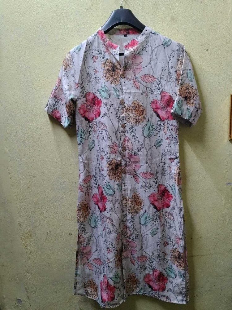 White Floral Kurtha