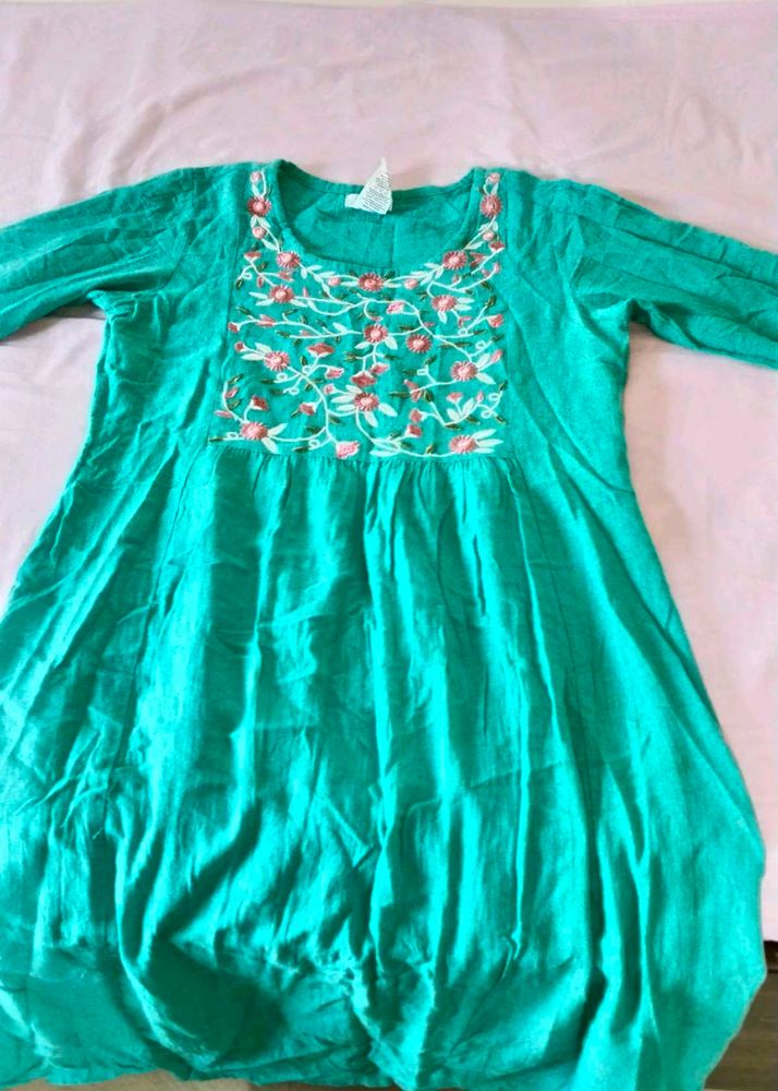 Green Embroidered Dress