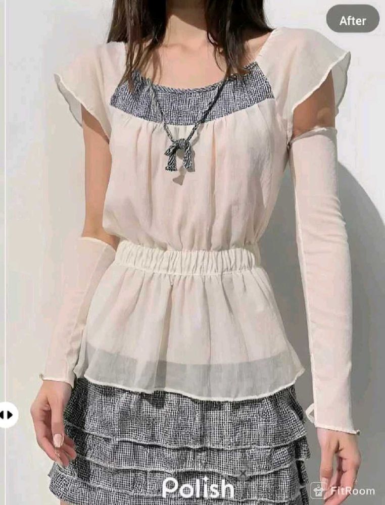New With Tag Korean Half Long Cute Top
