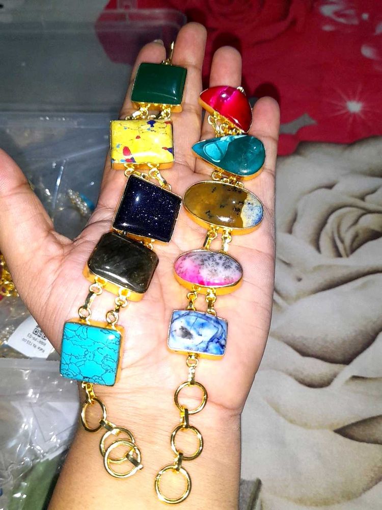 Combo rodhonite and sandstone Bracelet