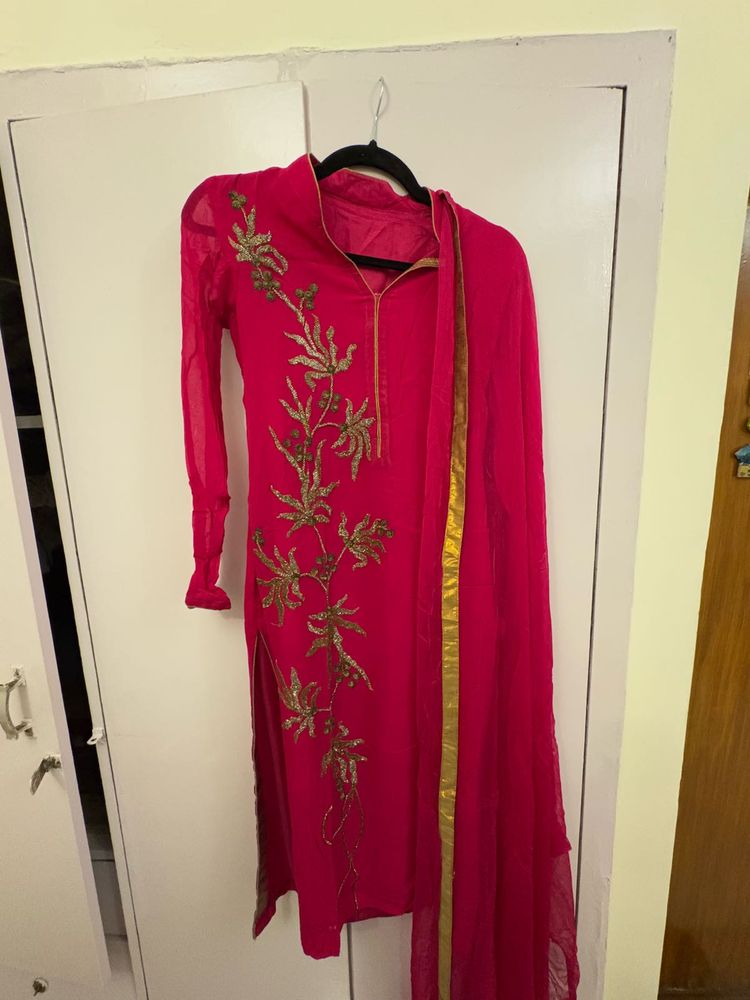Pink Embroidered Kurta Set