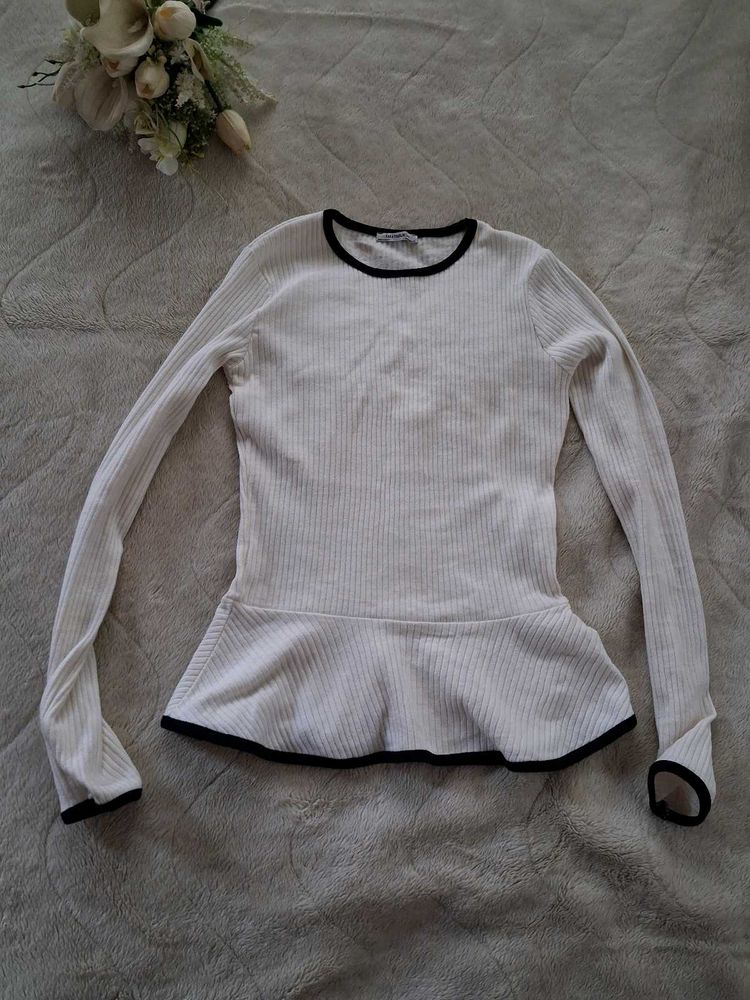 ZARA Ribbed Peplum Top