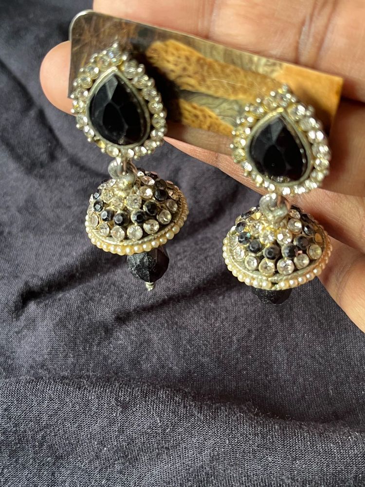 Elegant Black Jhumka Earrings