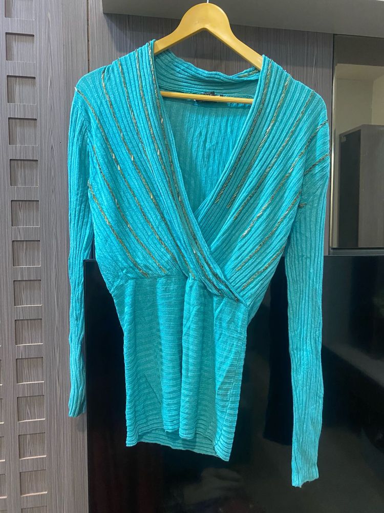 Aqua Criss-Cross Top