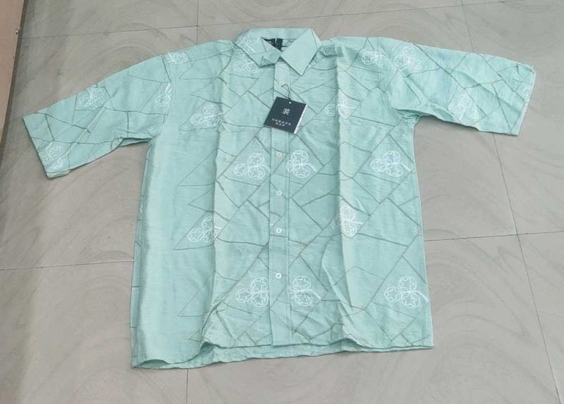 Mint Green Patterned Shirt