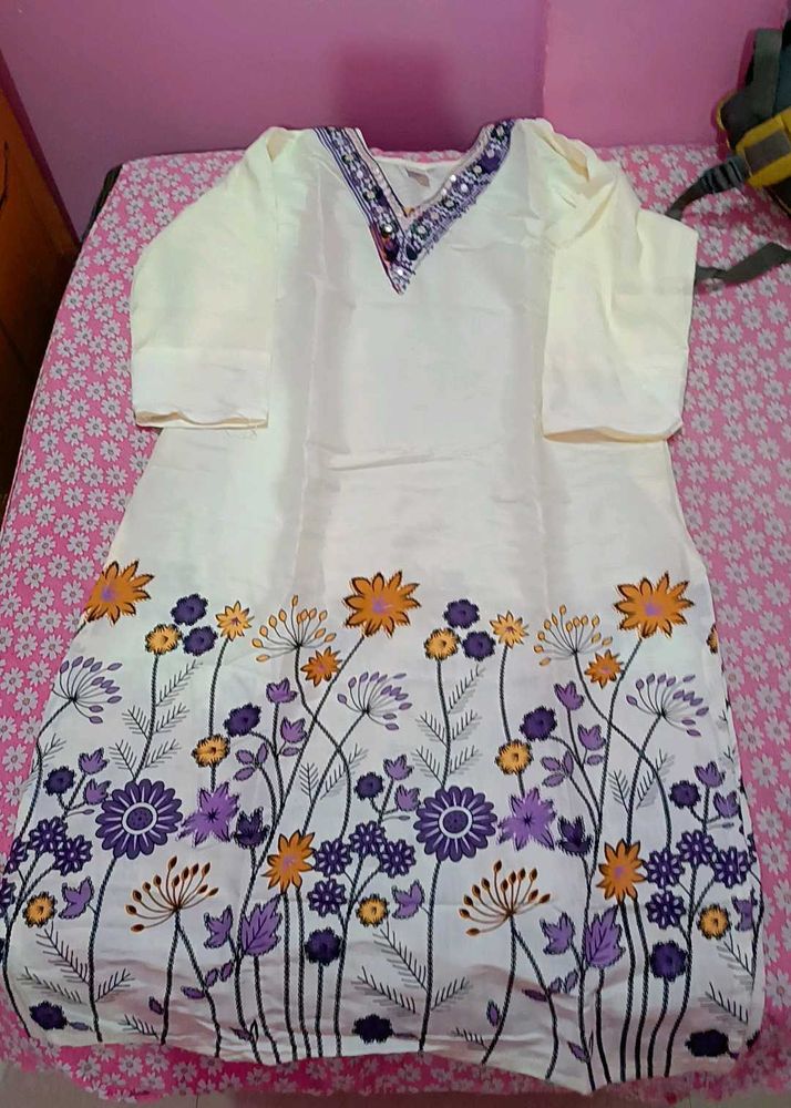 Royal Cream Kurta Set With Embroidery Design