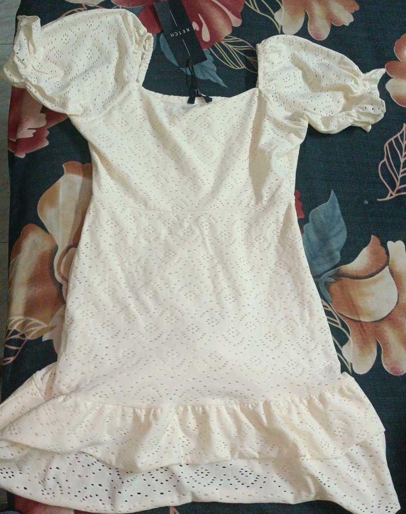 White Eyelet Mini Dress