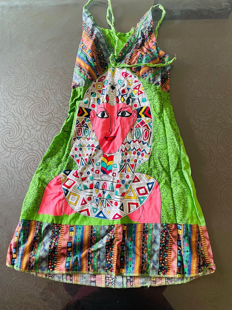 Egyptian Print Short Dress