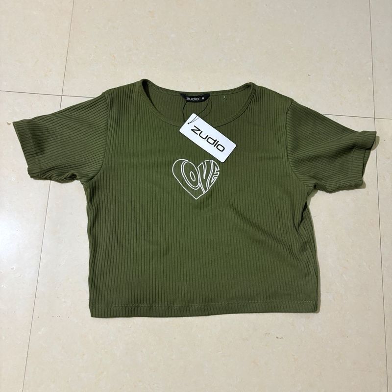 Zudio Green Crop Top With Tag