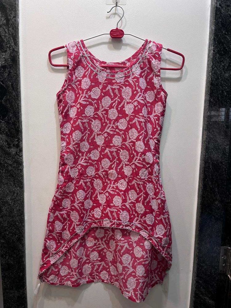 Pink Floral Print Sleeveless Top