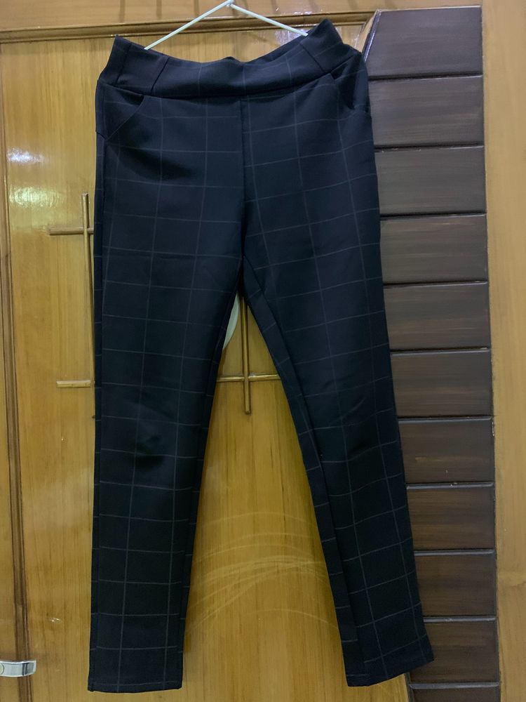 Black Check Print Pant