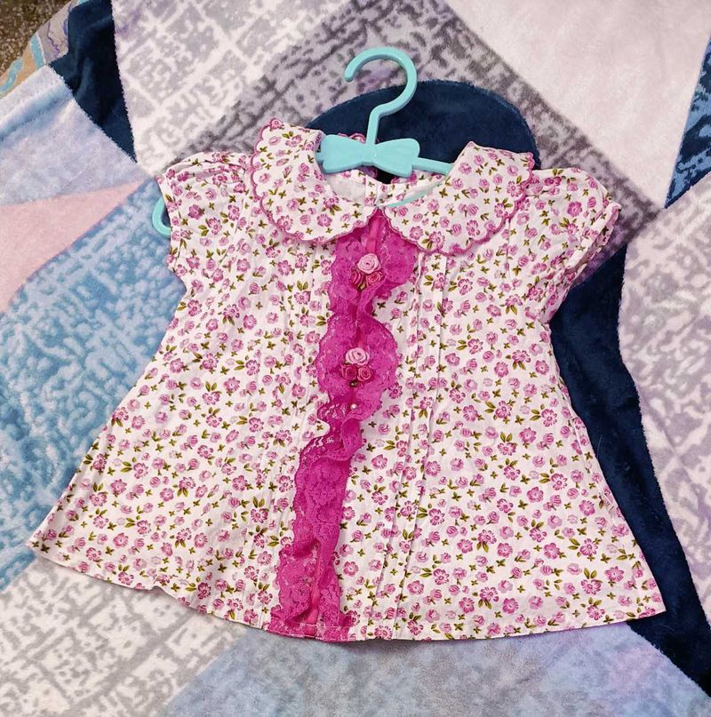 Floral Baby Dress with Lace Detail