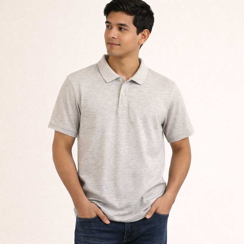 Men's Grey Casual Polo T-shirt