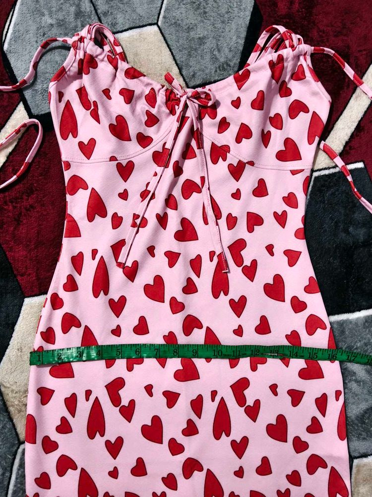 Heart Print Mini Dress Size : M