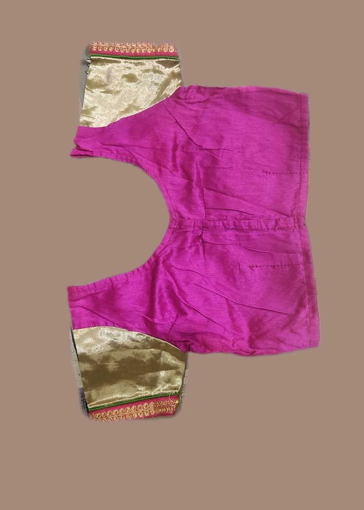 Pink &amp; Gold Readymade Saree Blouse