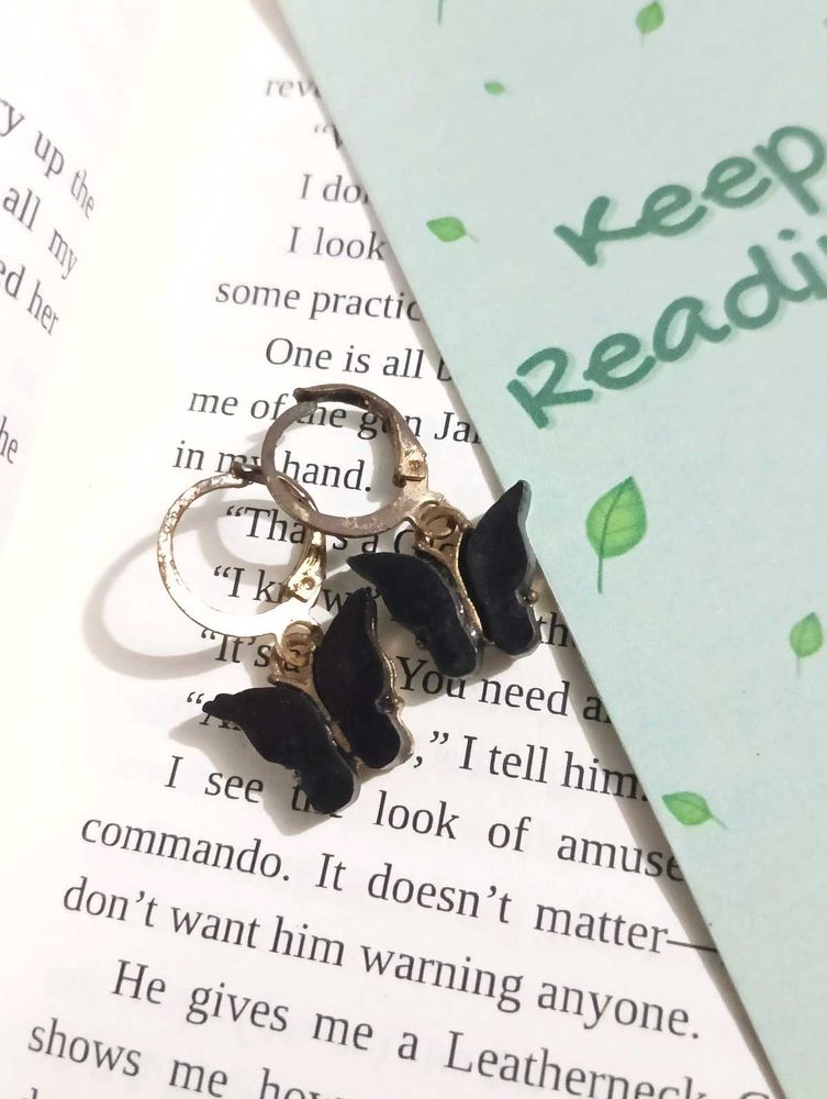 Black Butterfly Drop Earrings