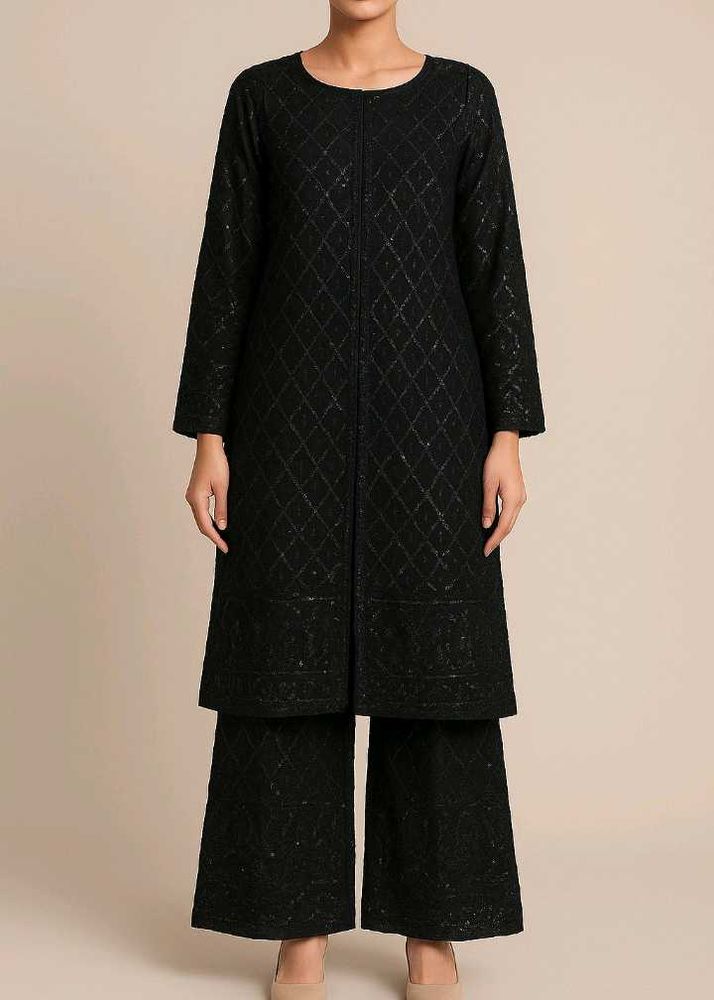 Elegant Black Embellished Pant Suit