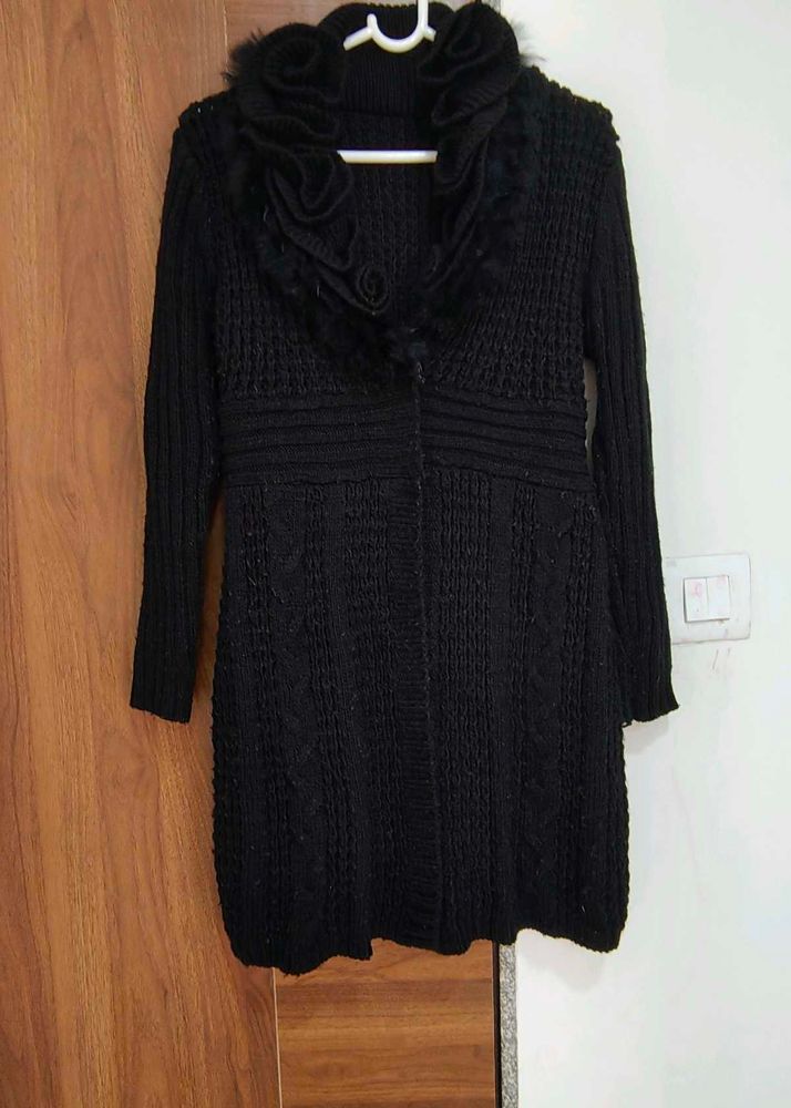 Black Knit Long Cardigan (Size 32)