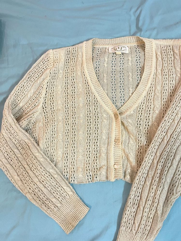 Cropped Knit Cardigan