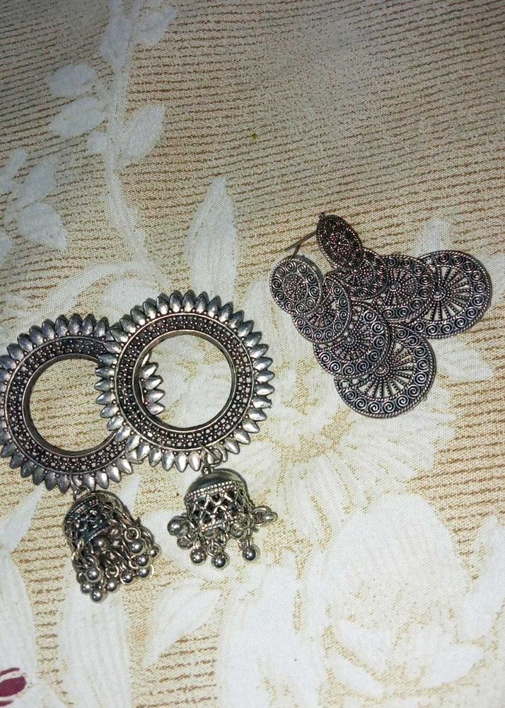 Silver Tone Combo Earring Set