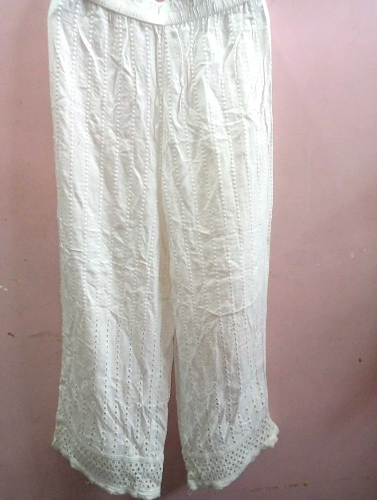 White Eyelet Palazzo Pants
