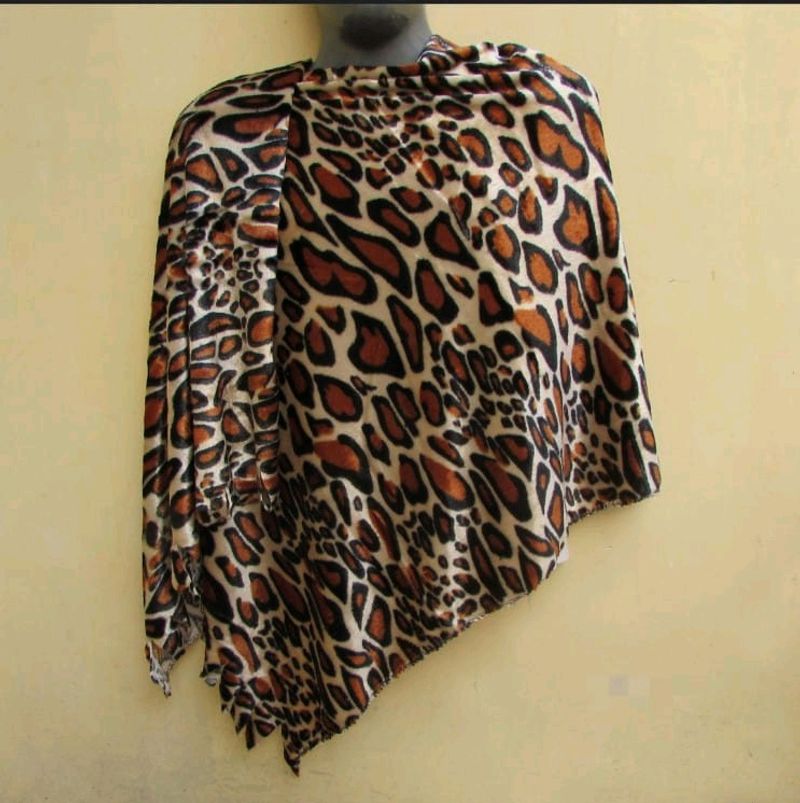 Tiger Print Velvet Shawl
