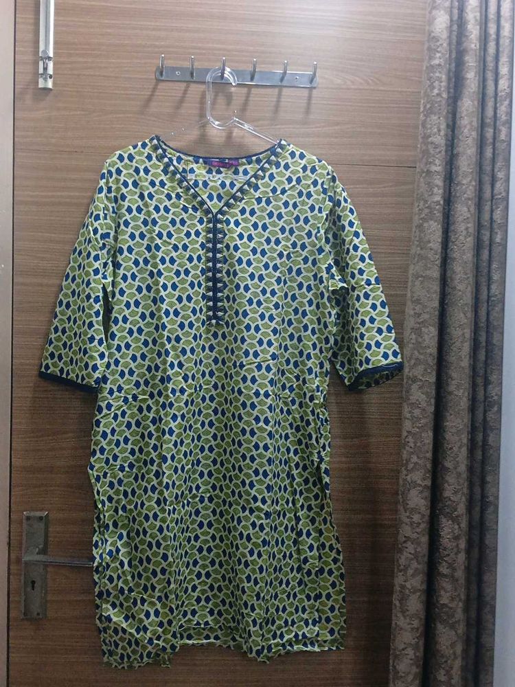 Printed Green Kurta