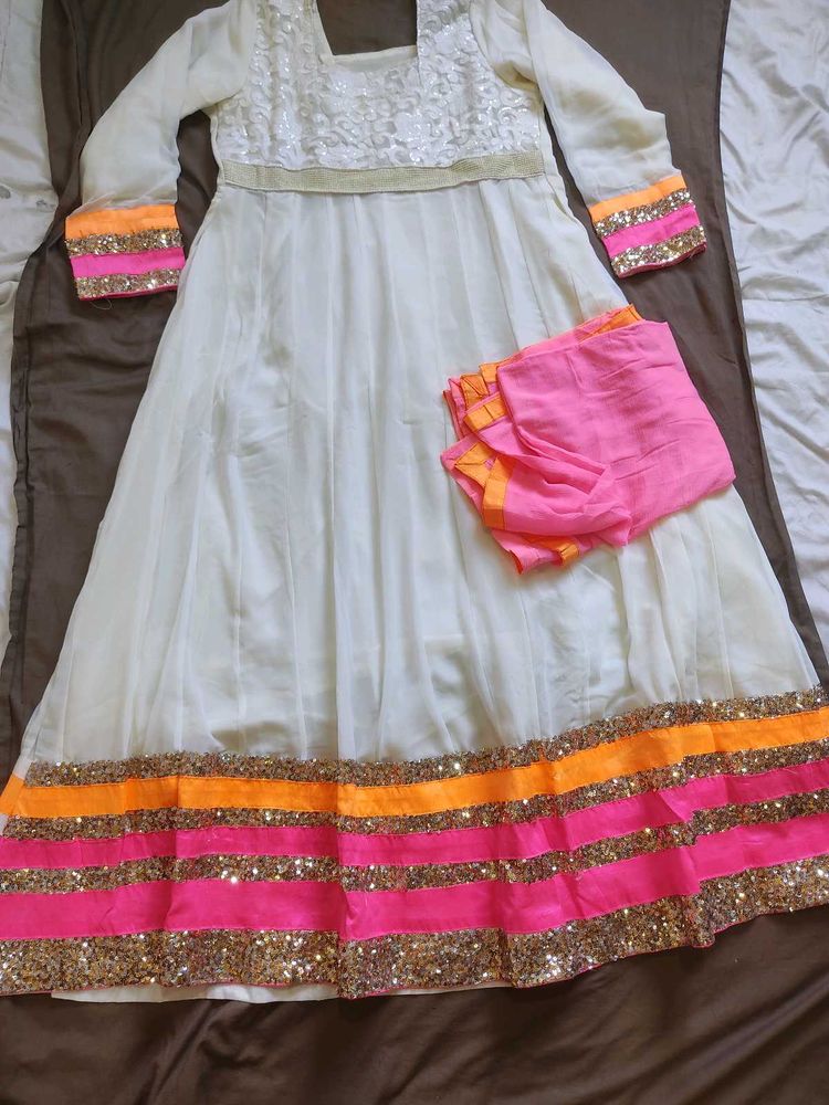 Elegant White Anarkali Suit