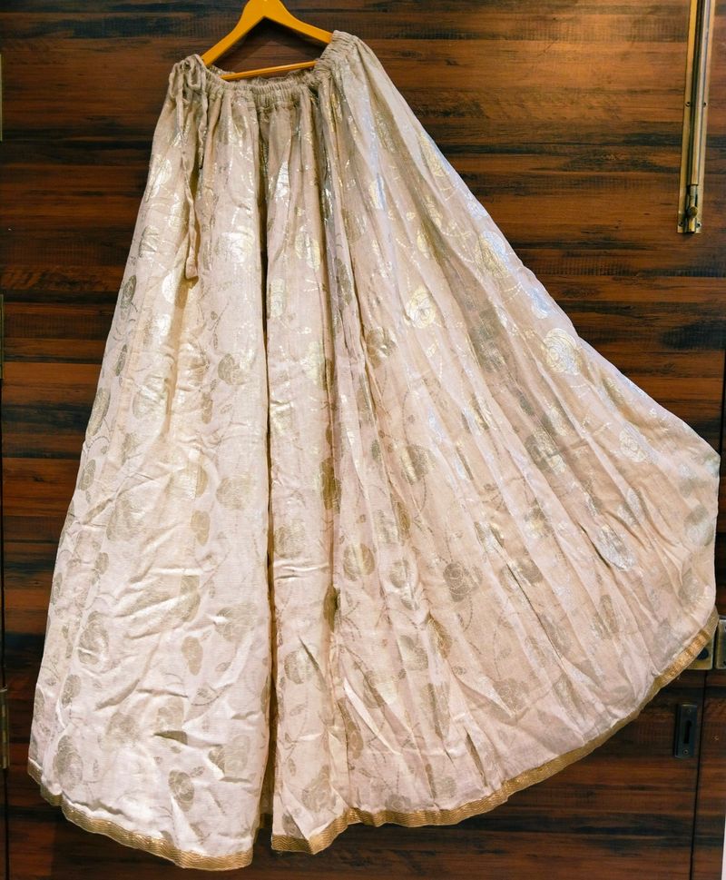 Ethnic Foil Print Jute Skirt