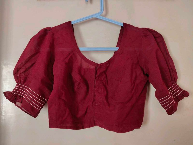 Burgundy Puff Sleeve Blouse