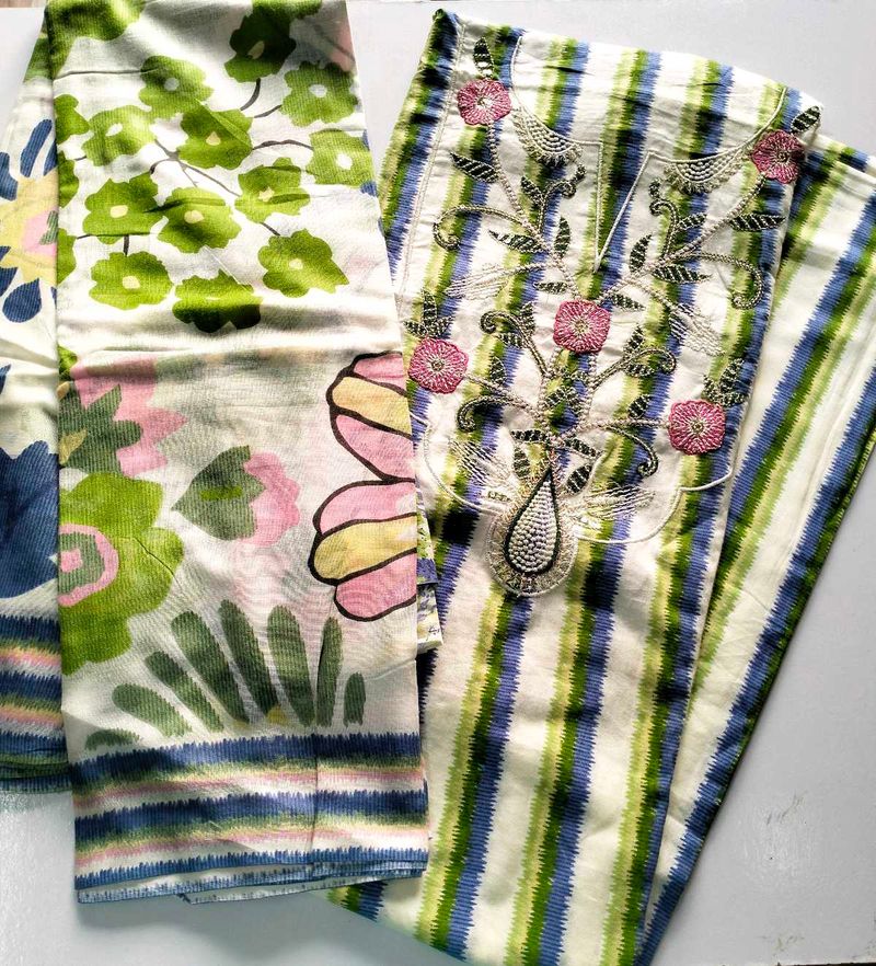 Pure Cotton Trendy Unstitched Suit💚