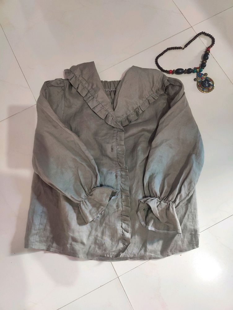 Ruffled Linen Top