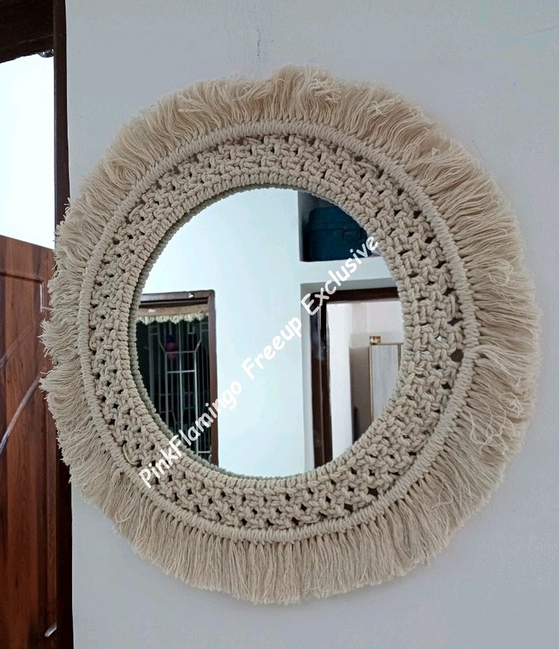 16 Inches Macrame Mirror White🤍