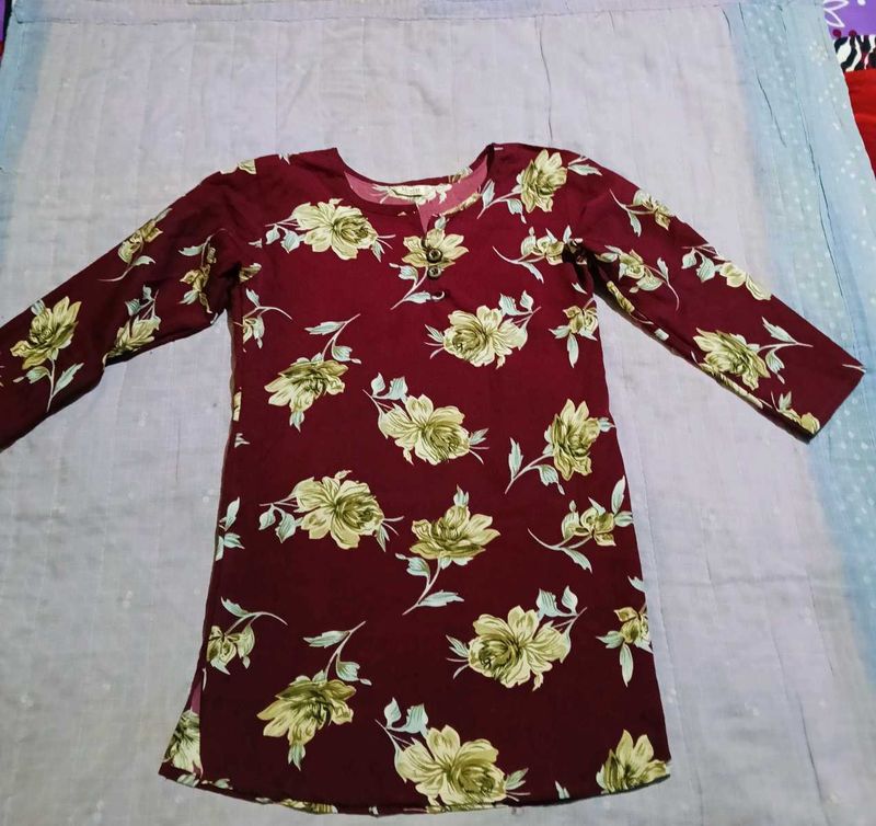 Floral Print Kurti Top...