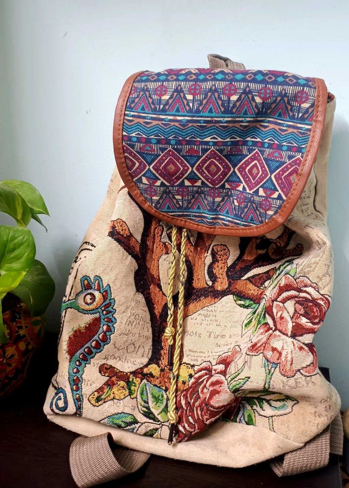 Boho Floral Tapestry Backpack