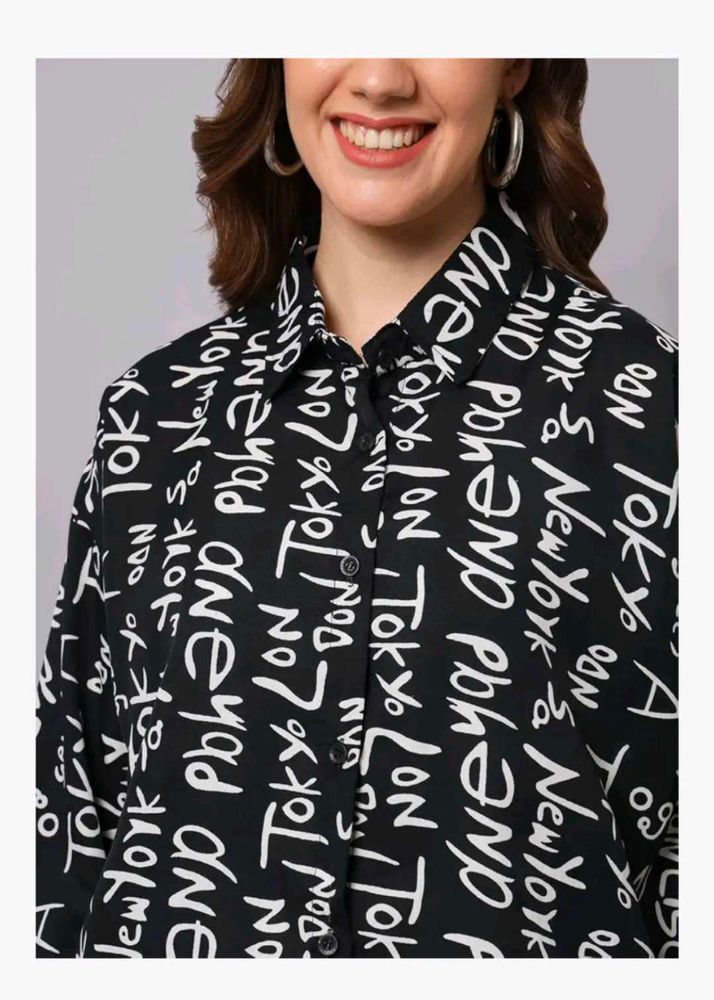 Single piece Black Graphic Print Shirt
