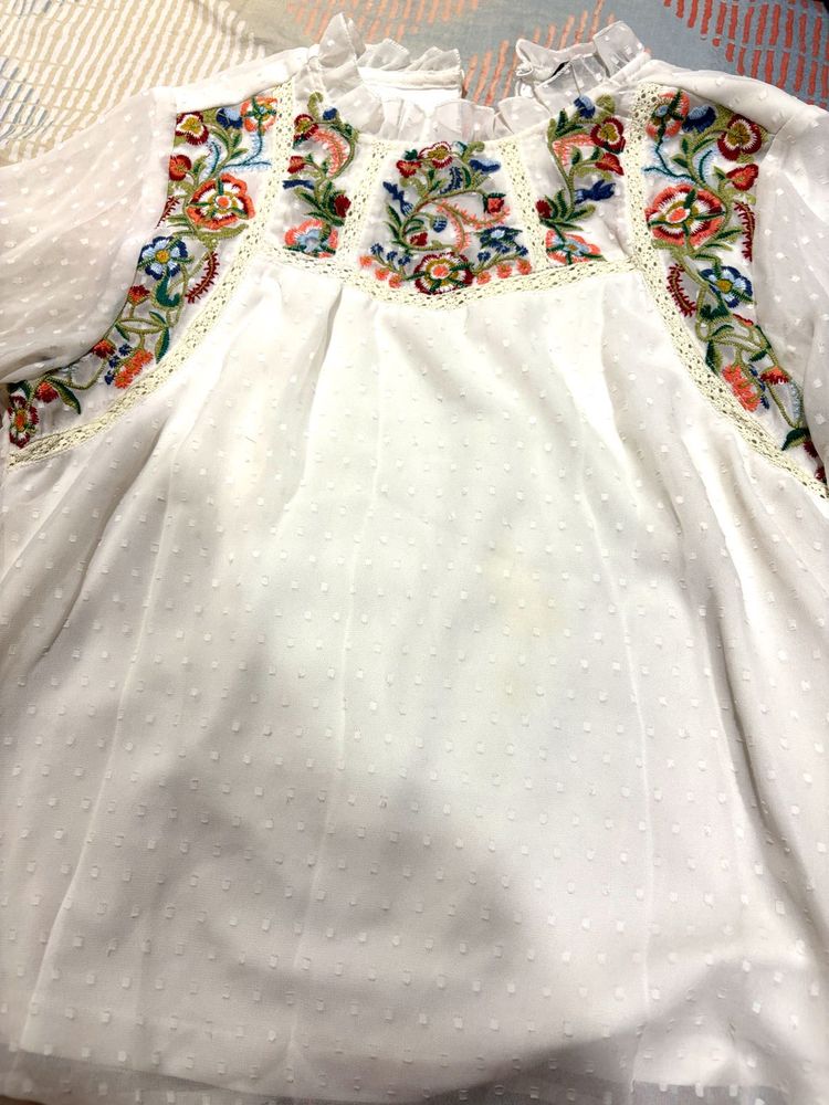 White Embroidered Blouse