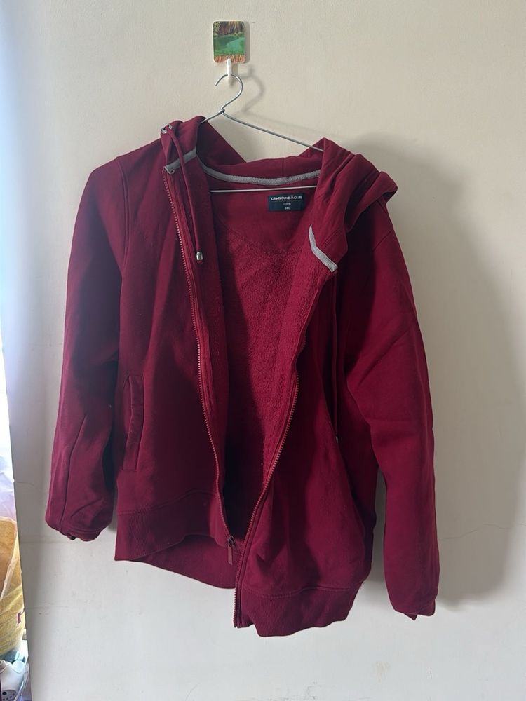 Maroon Zip-Up Hoodie